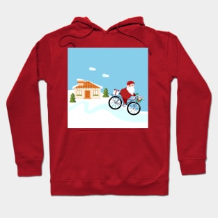 Santa Claus delivering gifts riding a bike Hoodie